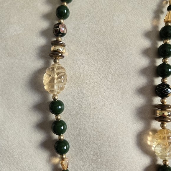 Suzette Necklace Beaded Green Enamel Vintage Beads - Picture 2 of 16